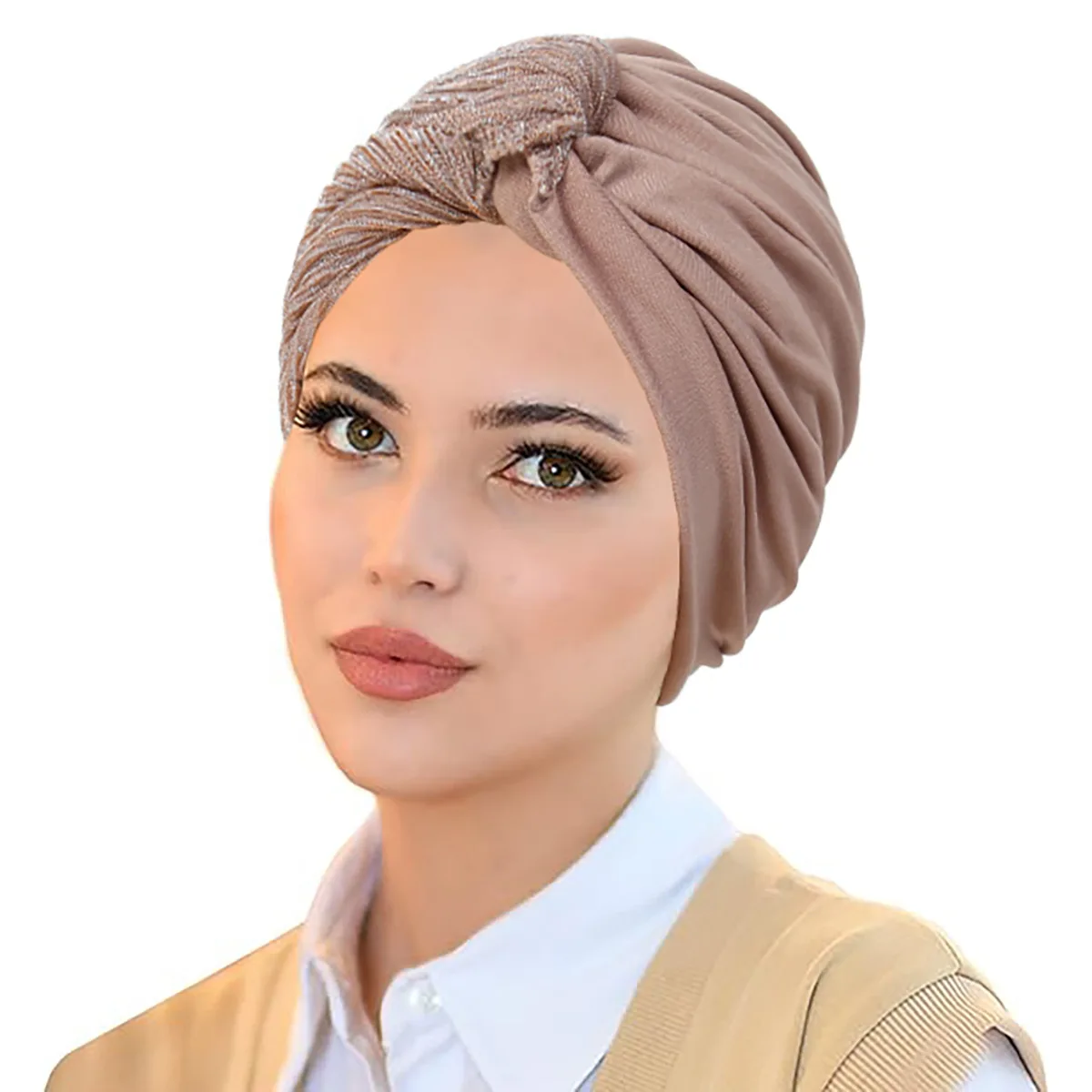 Solid Color Women Muslim Hijab Caps Wrap Head Indian Turban Bonnet Fashion Headdress Islamic Clothing Accessories