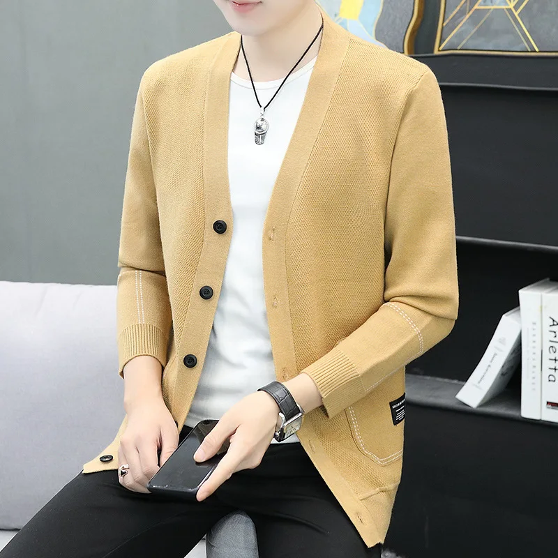 

2025 knitted cardigan men's sweater autumn new Korean version trendy men's v-neck sweater jacket men's top