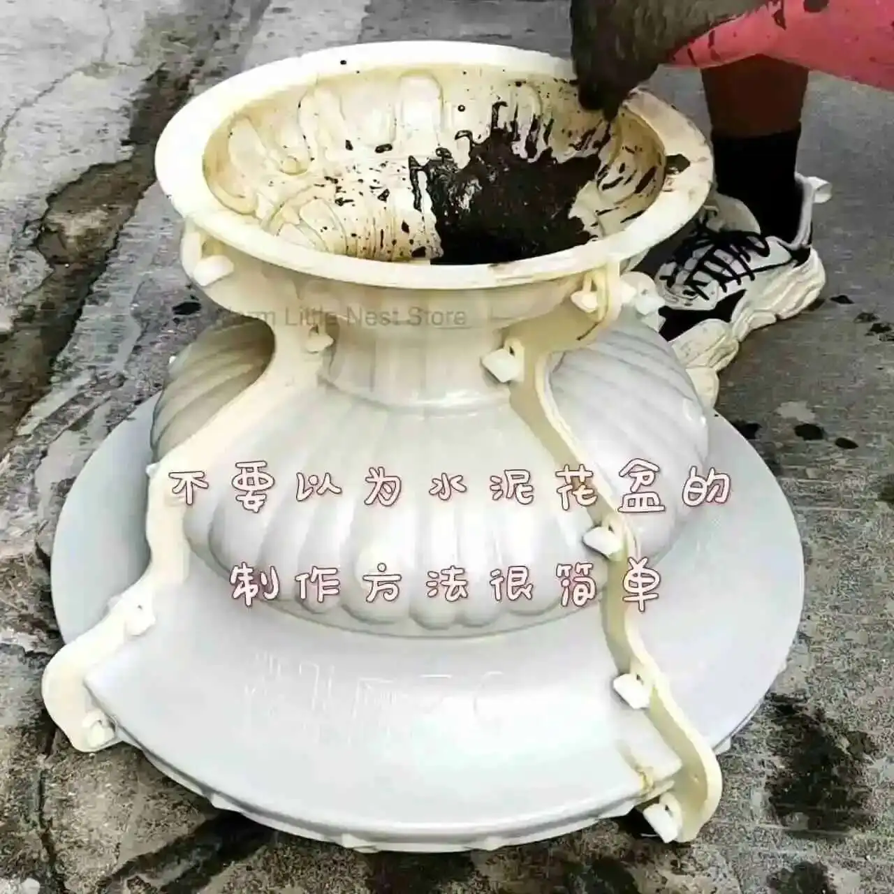 

Round Flower Pot Mold Cement Pot Homemade Extra Large Bonsai Model Flower Box Balcony Column Decoration Template Accessories