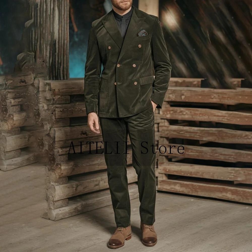 

Мужской вельветовый костюм из двух предметов, полный мужской костюм для свадьбы, полный элегантный мужской костюм, мужской комплект одежды, один костюм