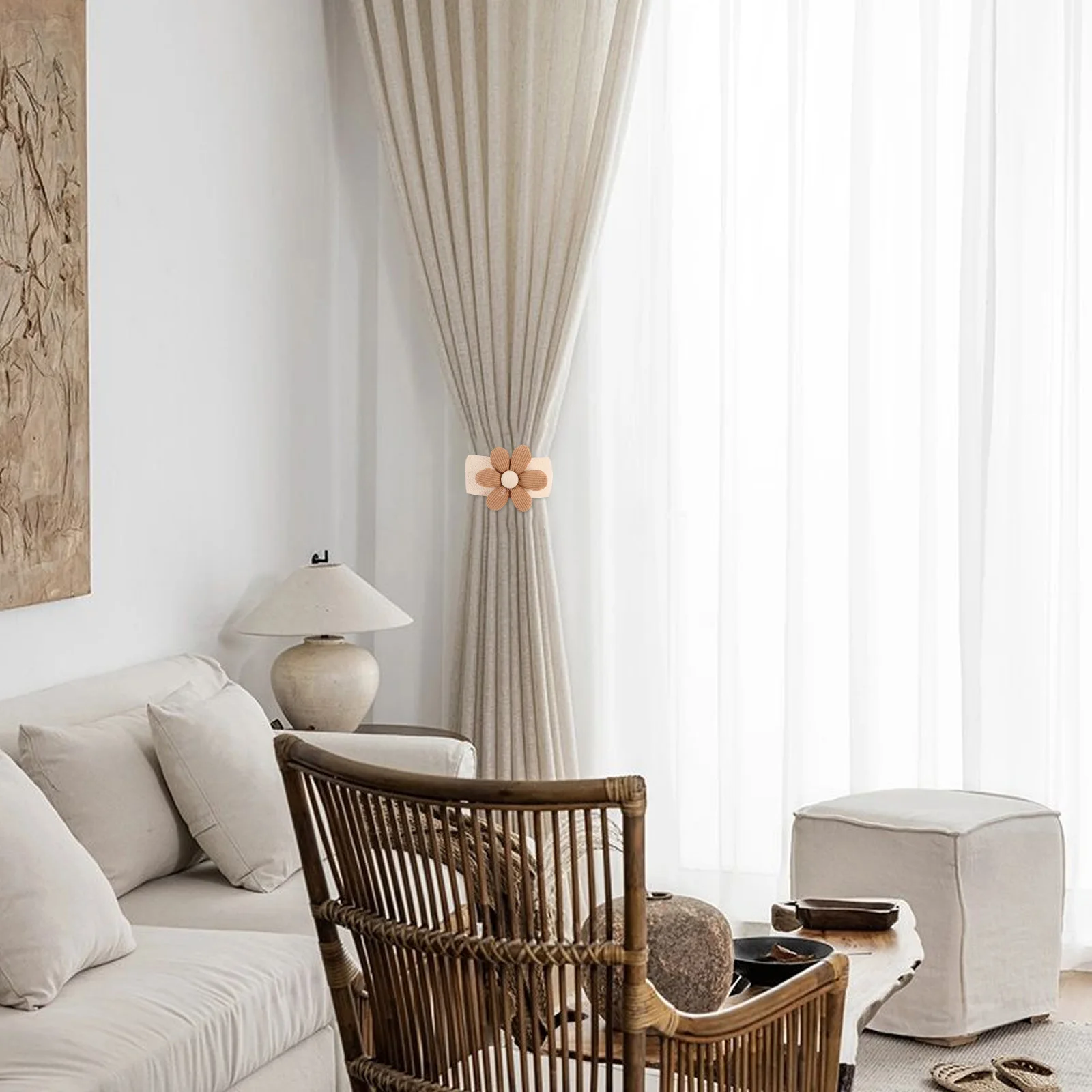 رباط ستائر مزين بالزهور بتصميم بوهو وظيفي لمظلات السيارات سهلة التخزين وإكسسوارات ديكور منزلي محمولة #3