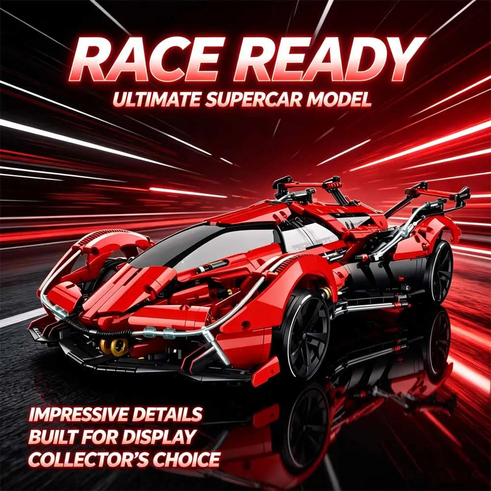 Technical Ideas MOC IN STOCK 10659 RC Drift Sports Car V12GT Building Blocks Set Bricks Assembling Model DIY Adult Toy for Gift