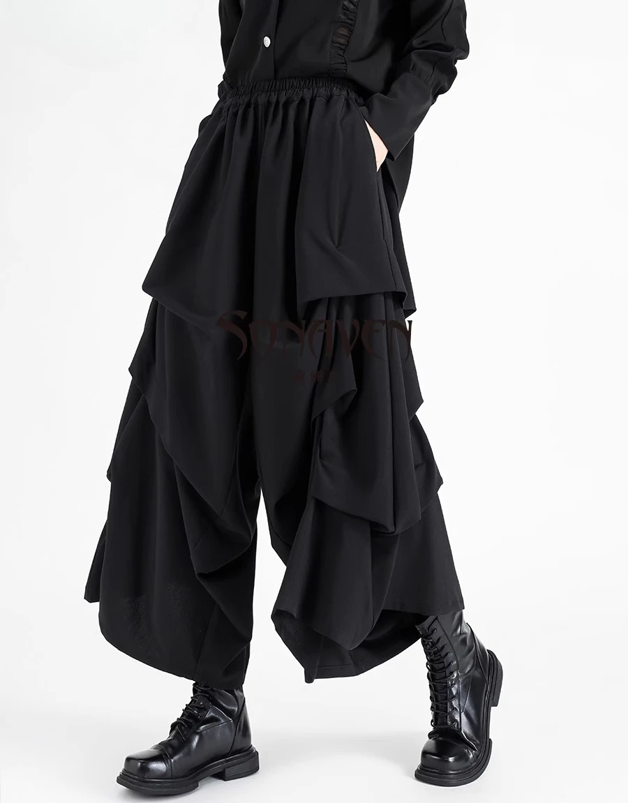 

Spring and Autumn New Women's Pants, with A Pleated Design, Loose and Irregular Workwear Pants, Trendy Wide Leg Pants