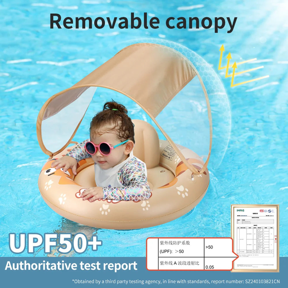 Swimbobo New Upgrades Baby Swimming Seat Float Inflatable Kids Swim Ring Circle Bathing Summer Toys Toddler Rings With Canopy