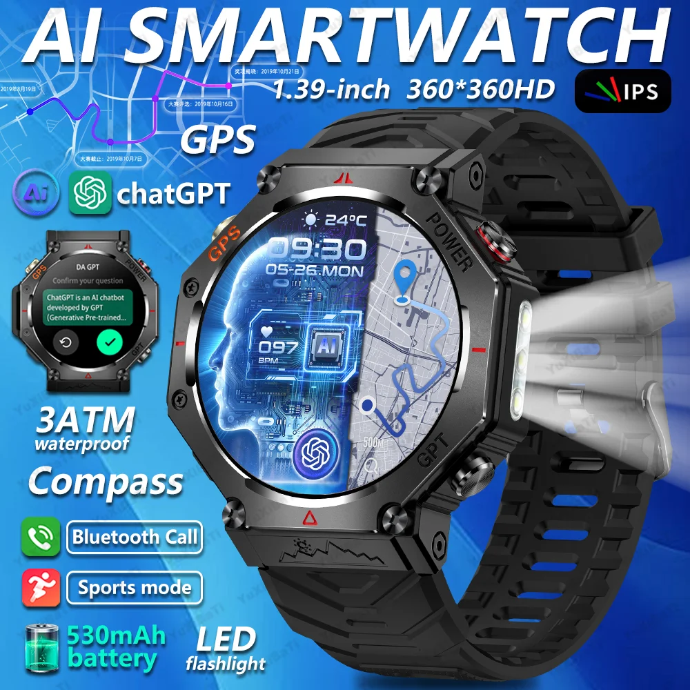 

Новые умные часы AI ChatGPT для мужчин и женщин, водонепроницаемые часы 5ATM, встроенный GPS, двухдиапазонный GNSS, компас, военные спортивные умные часы 2025