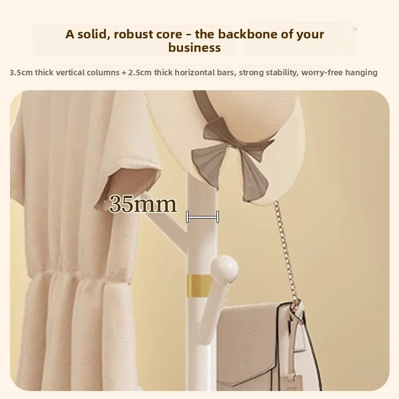 رف معطف من الخشب الصلب لأرضية المنزل، شماعة متعددة الوظائف لغرفة المعيشة، رف ملابس بجانب السرير لغرفة النوم #4