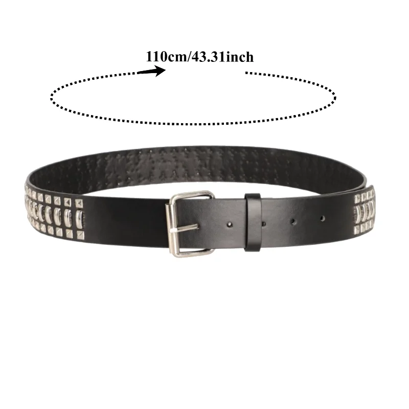 New Arrival Punk-Style European-Inspired Patent Leather Beaded Belt—Trendy Niche and Edgy Square Bead Studded Belt