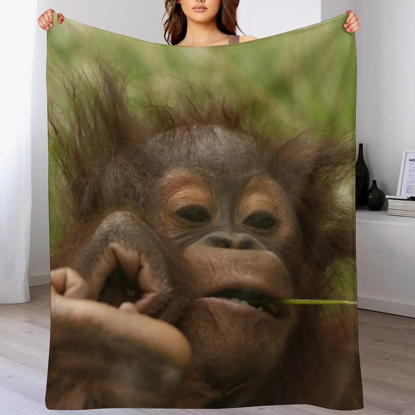 Orangutan Baby Throw Blanket Stuffeds Cute Plaid Camping Softest Blankets