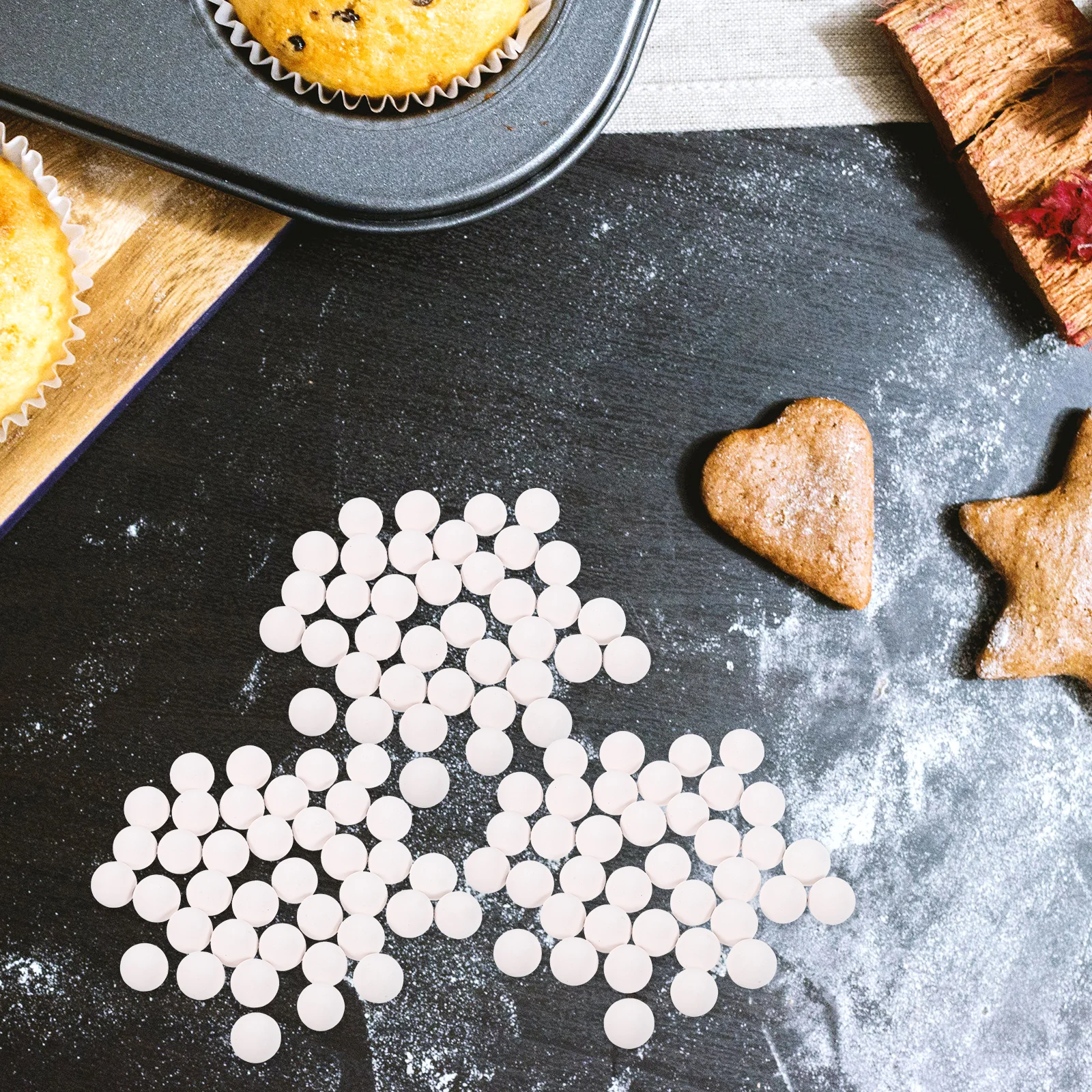 

Oven Ceramic Baking Beads Pie Weights Bake Pies Beans Round White Tarts Reusable