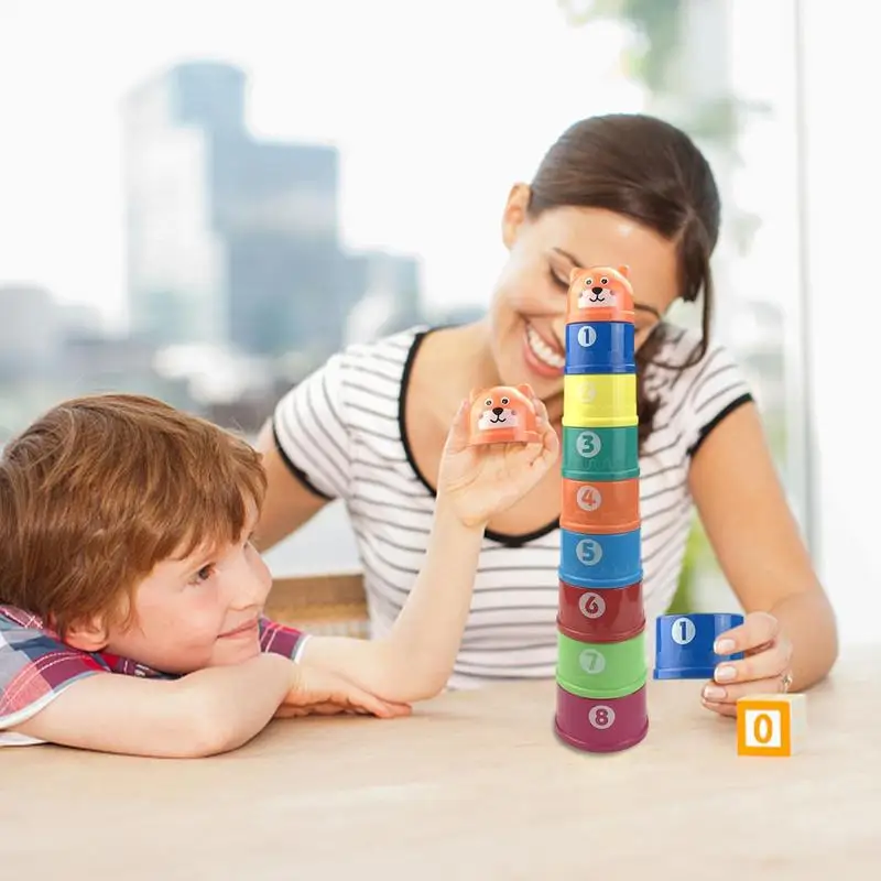 Baby Building Cup Toys Stack Cups Set Building Game Toy With Stackable Infant Cups Educational Toy For Kids Girls Boys