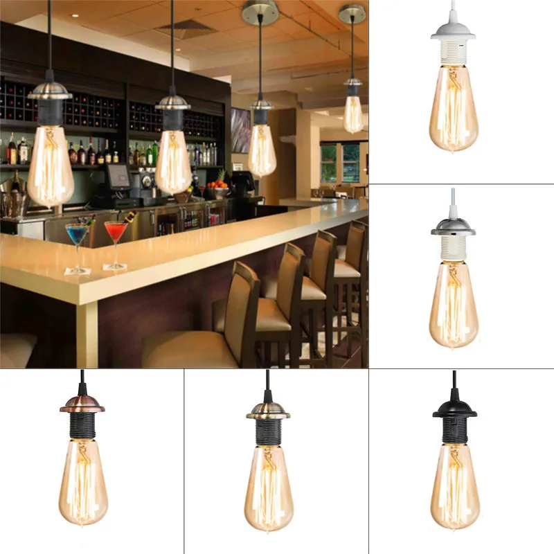 E26 E27 AC 110V 220V Vintage Edison Lamp Base Light LED Bulb Socket Base Holder cable Retro Incandescent Filament Bulb Lamp Base