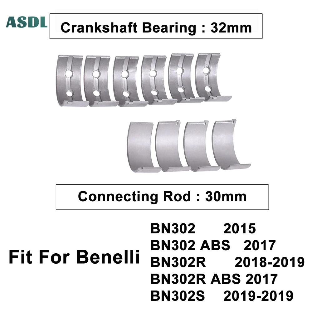 

10pc/1set 30mm~32mm Motorcycle Connecting Rod Main Crankshaft Bearing For Benelli BN302 2015 BN302 ABS 2017 BN302R BN302S 17-19