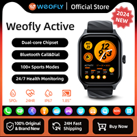 Weofly Active 1PCS BT Voice Calling Smart Watch 1.85in Heart Rate Monitor 100 Sports Modes Smartwatch For Men Fitness Bracelet