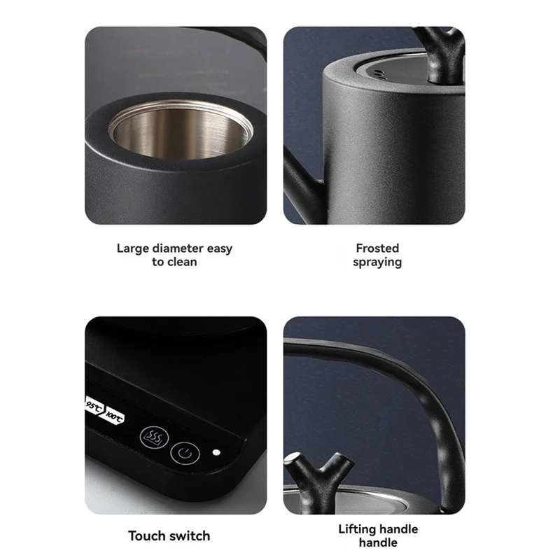 

ABRE-1.0 L Gooseneck Electric Kettle 6Temperature Settings 1000W Ultra High Speed Boiling Kettle EU Plug