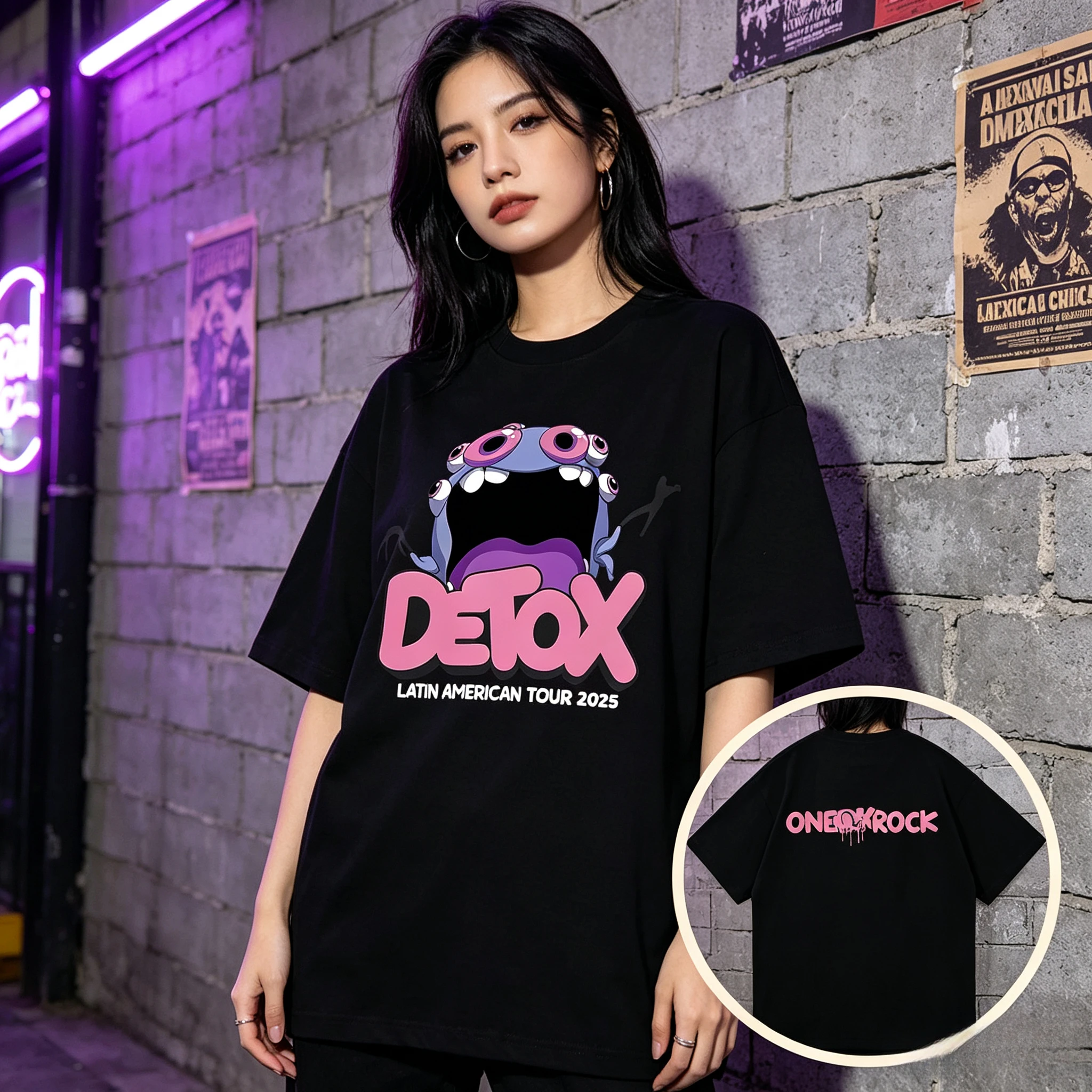 2026 ONE OK ROCK DETOX Live Venue Print T-shirt Drip Cartoon Loose Cotton Unisex Multi Color Streetwear Tops Summer Fashion