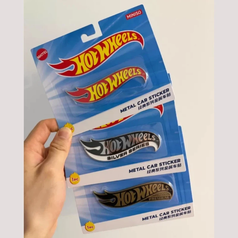 In Stock Hot Wheels Co-Branded Car Stickers Classic Logo Series Metal Car Stickers Decoration Collection Red / Silver / Gold