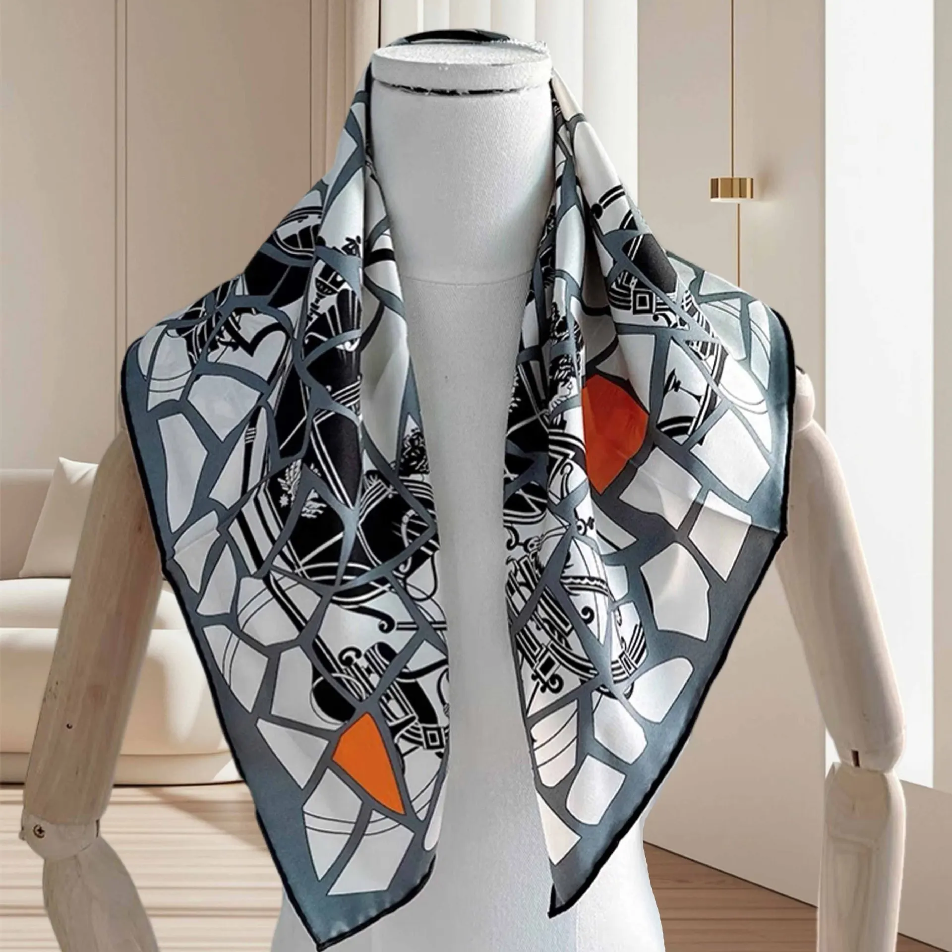 وشاح حريري 90 سنتيمتر اليد توالت حواف شالات الأوشحة الفاخرة المصممين رئيس حقيبة الديكور هدية الكريسماس الملابس والاكسسوارات #5