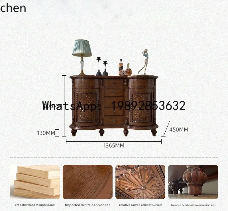 O15- Solid Wood Entryway Cabinet Entryway Decoration Storage Cabinet European Style High-End Villa Sideboard with Drawers