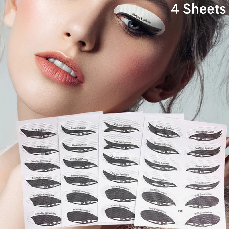 24 Paar/4 Vellen Multifunctionele Oogmake-Up Sjabloon Oogschaduw Eyeliner Stencil Oogmake-Up Tools