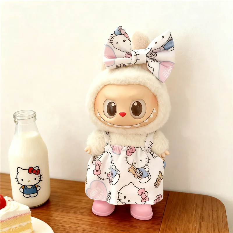 ラビュブドール用15～17cm、漫画風キュートなハローキティTシャツ、カーゴパンツ、魔法のようなダークスタイルのスカートドレス、クロミの服