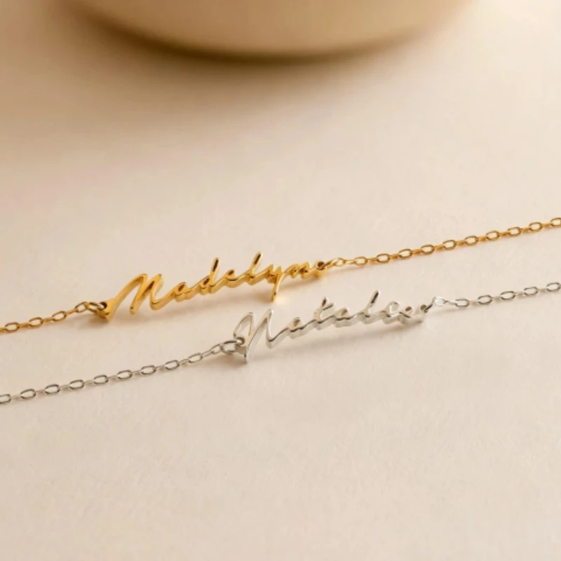 Personalized Cursive Name Bracelet,Custom Handwritten Name Bracelet,304 Stainless Steel Chain Customized Women Jewelry - view 4