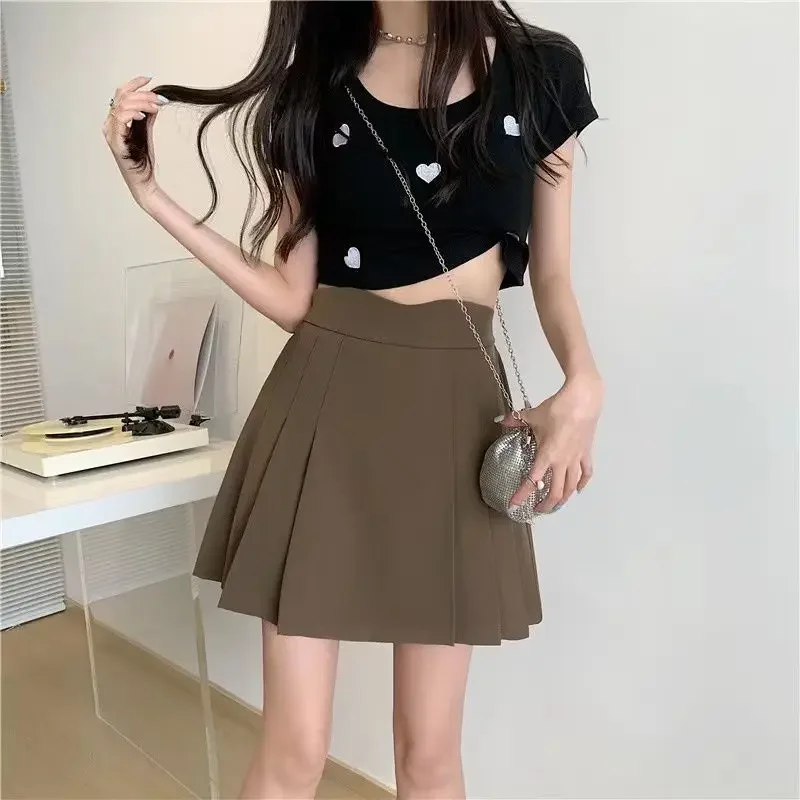 Gonne stile preppy 3 colori donna mini dolce delicato vintage basic quotidiano vita alta letterario vendita calda nuovo arrivo Harajuku giovane