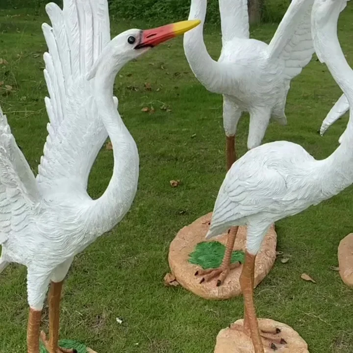 Life Size Bronze Crane Statue Resin Animal Crafts Crane Bird Egret Flamingo Sculpture