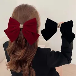 Velvet Bow Hair Clips for Women Girls Elegant Bow Tie Hairpins Vintage Black Wine Red Bow Hair Clip Prom Party Hair Accessories