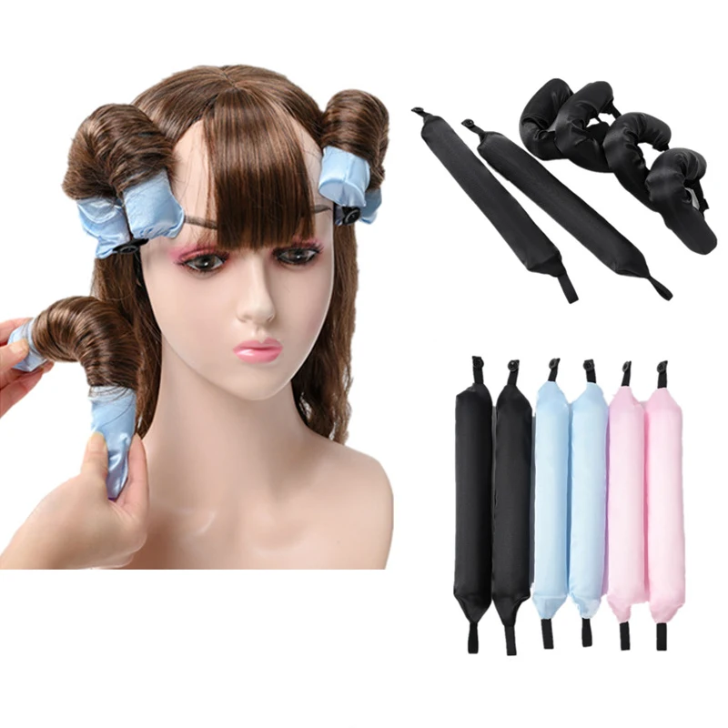 

6pcs Soft Satin Pillow Rollers Hair Rollers Sleep Hair Styling Tools Hair Curler Rollers Magic for Women or Kids Curl Flexi Rod