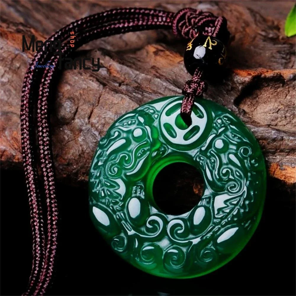 Natural Agate Chalcedony Multicoloured PI Xiu Safe Buckle Pendant Exquisite Fashion Luxury Jewelry Men Women Mascots Handicraft