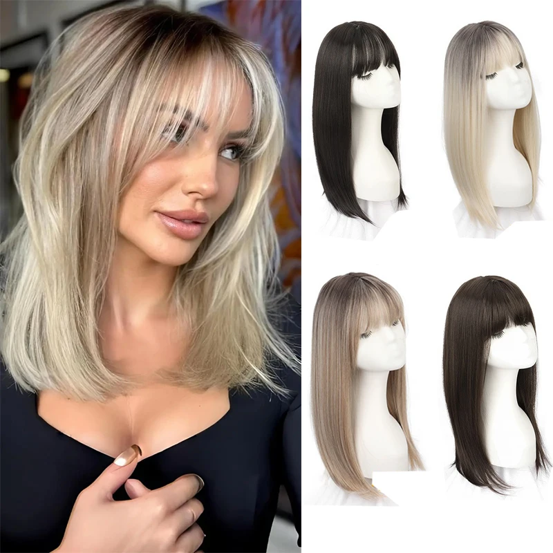 

Synthetic Hair omen Topper Clip In Hairpiece Hair Extension Thin Breathable Blonde Toppers Hair Women Wig