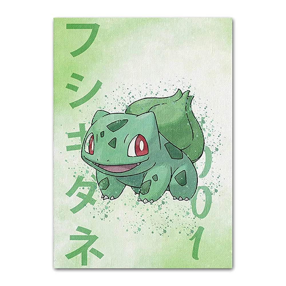 Pokémon Pikachu Frameless Canvas Painting Poster Little Fire Dragon Cartoon Anime Interior Decoration Painting Gift