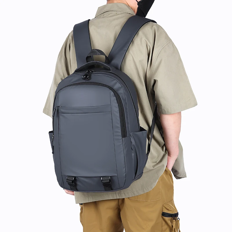 Mochila impermeável Oxford de grande capacidade para homens, mochila escolar cor sólida, mochila LED masculina