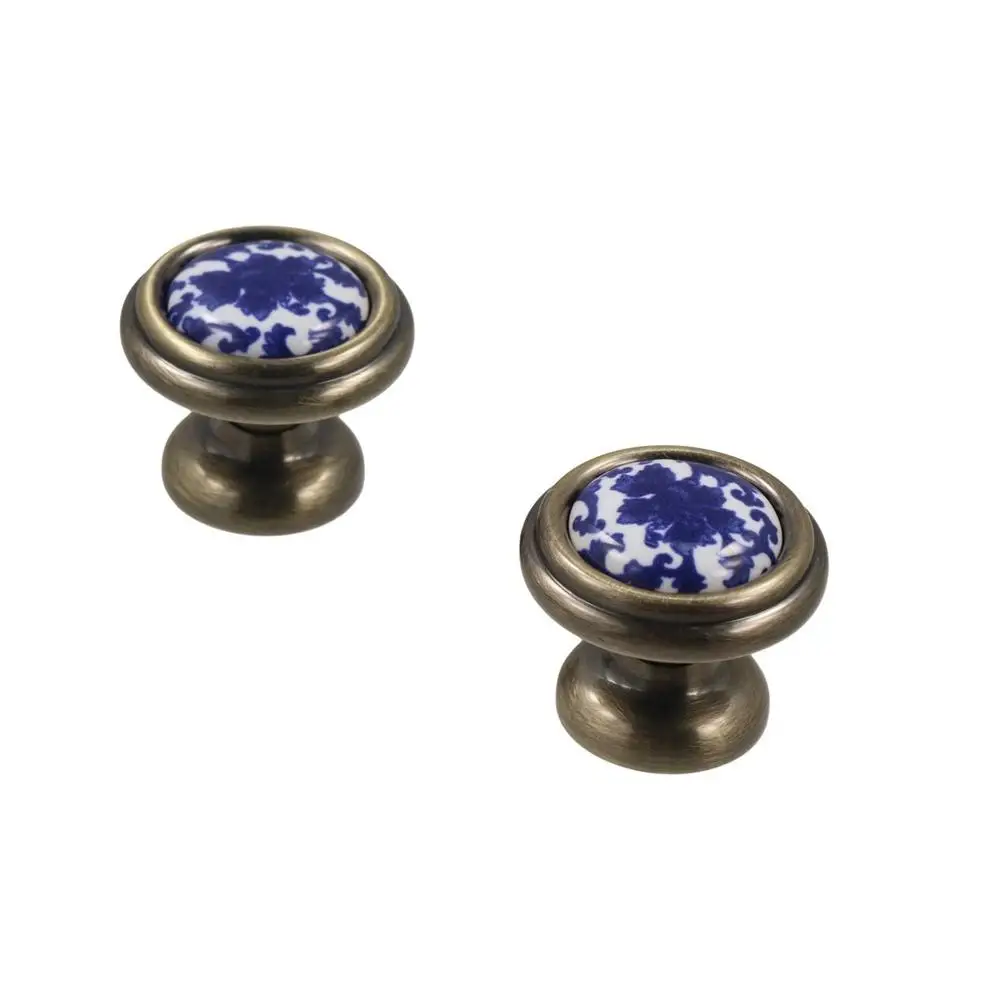 Ceramic Porcelain Flowers Blue And White Antique Creative Fashion Door Handle Pull Handles Dresser Cabinet Handles Drawer Knobs