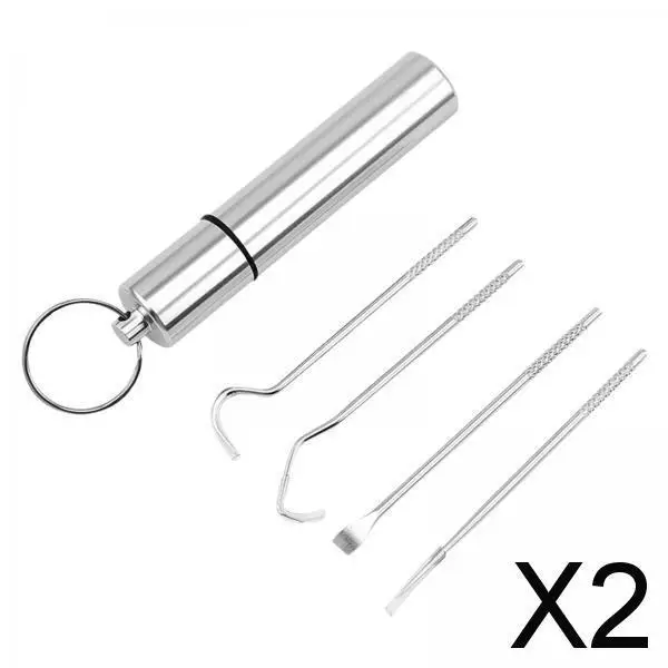 2x4x Toothpick Set Portable with Holder Case Toothpick Hook for Picnic Camping