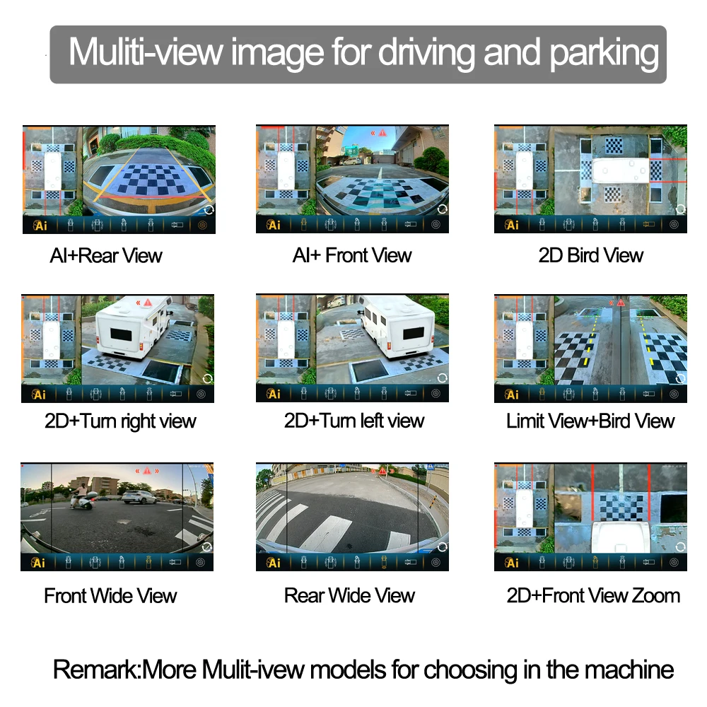 Airow auto Fit for Motorhome RV 3D 1080P New AI Around View Campervan 360 Camera System With 307 Camera