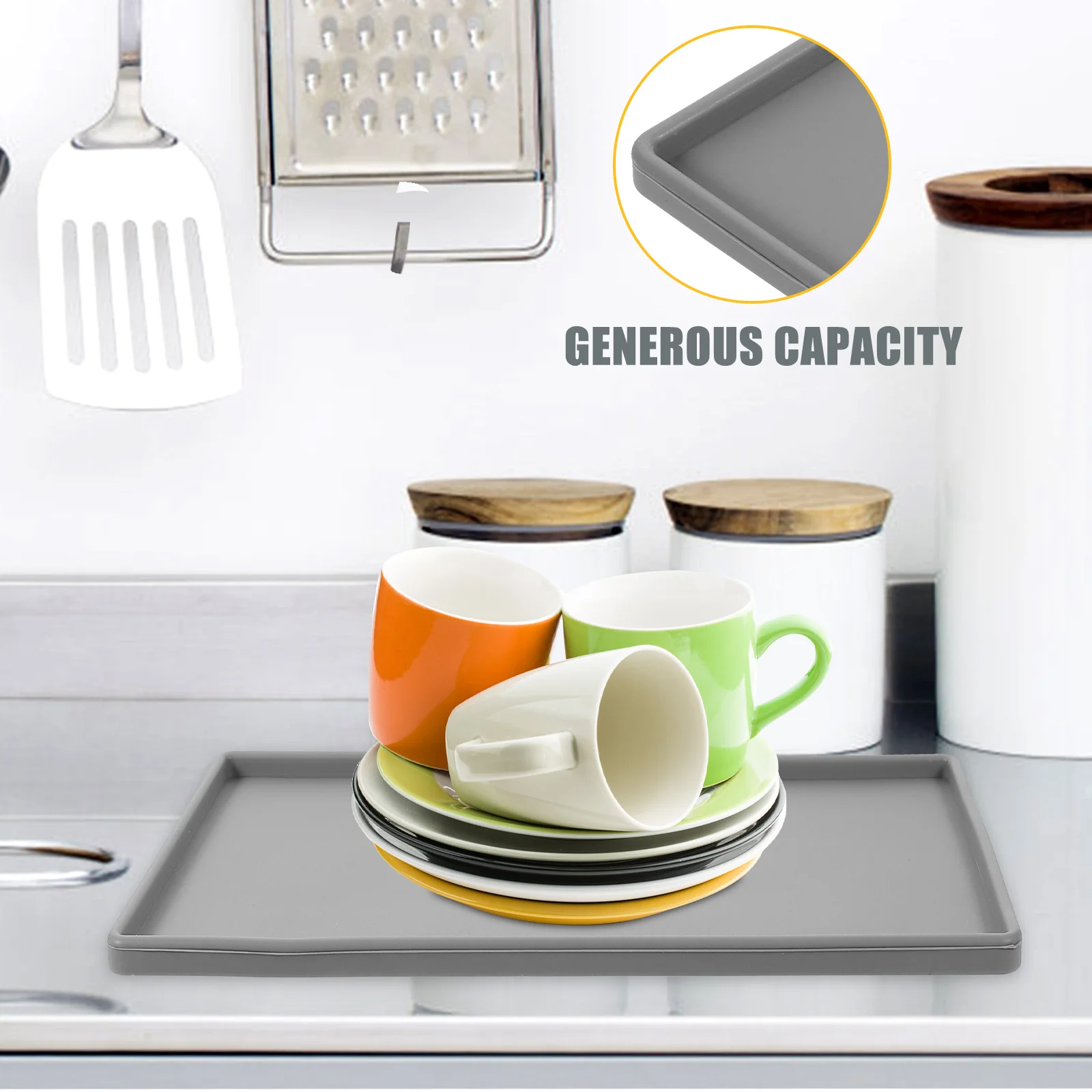 

Silicone Storage Tray Large Non-Slip Bathroom Vanity Organizer for Toiletries Kitchen Counter Sundries Modern Decorative Tray