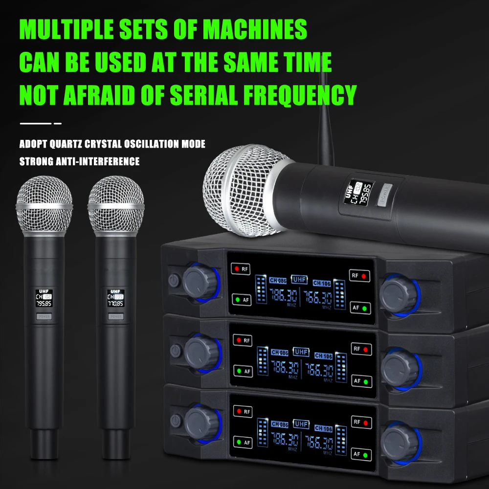 Wireless microphone 2-way UHF handheld adjustable volume home gathering concert conference recording microphone