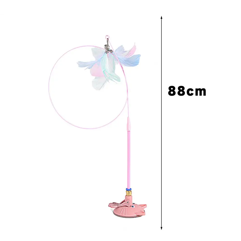 Detachable Steel Wire Pole Cat Toy Fluffy Feather Cat Toy with Detachable Teaser Wand Sucker Base Fun Kitten Play for Endless