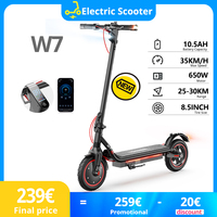 8.5 Inch W7 Electric Scooter 650W Motor 36V10.5Ah Battery 30km+ Range 4-speed 35km/h Dual Suspension e Scooters With APP