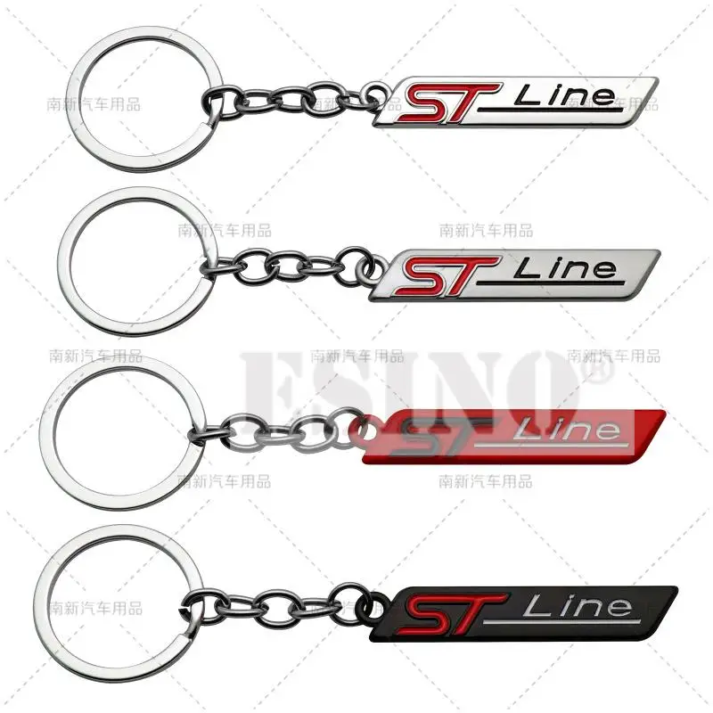 Car Styling 3D Metal Zinc Alloy Metal ST Line Logo Key Chain Keychain Key Ring for Ford Fiesta Focus Escape Kuga Explorer S-max