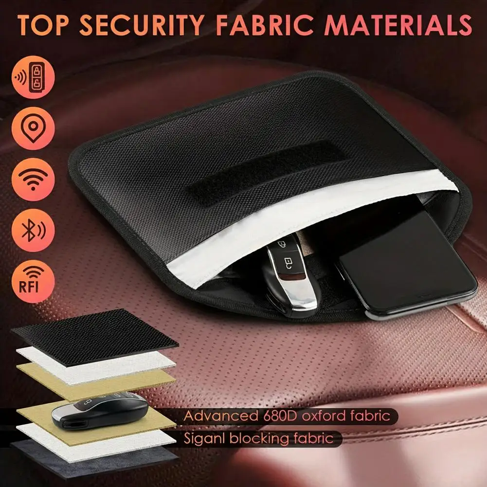 Universal Faraday Bag Car Key Pouch Signal Blocker Case Phone Card Protector Storage Bag Anti-Theft Wallet Car Key Fob Case