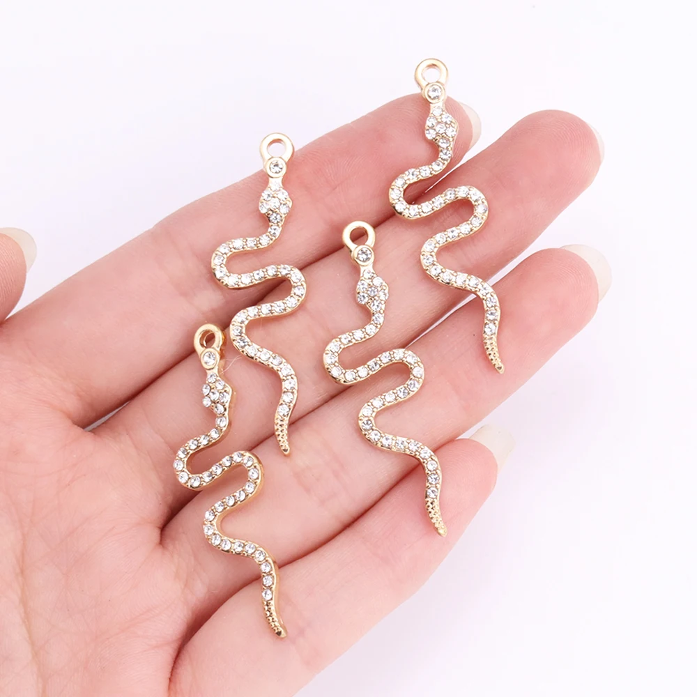 10Pcs Zircon Gold Colour Luxury Snake Necklaces for Women Vintage Punk Snake Pendant  Jewelry Making DIY Accessories Material