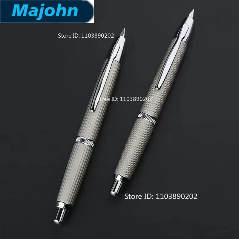 MAJOHN A1 Stainless Steel Retractable Fountain Pen Fish Scale Engraved Clip Clipless Business Gift Professionals