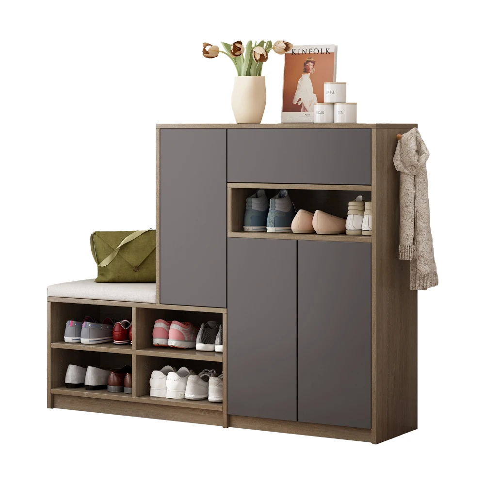 Schuhaufbewahrungsbank, Schuhschrank, Schuhregal mit gepolstertem Sitz, vielseitige Schuhaufbewahrungslösung mit Racks für den Flur – Detail 25