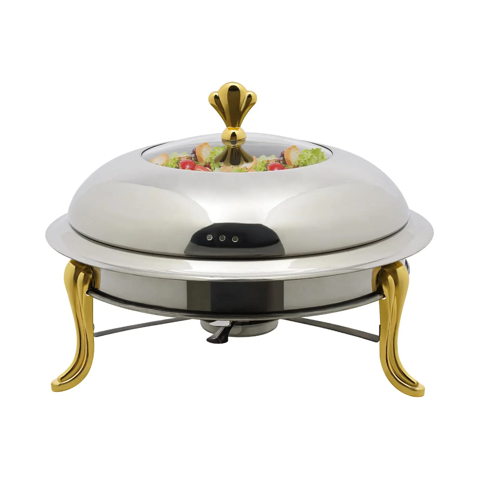 

Chafing Dishes for Buffet, 2.3Qt Round Stainless Steel Chafer Buffet Set with Handles and Glass Lid for Catering, Weddings, Part