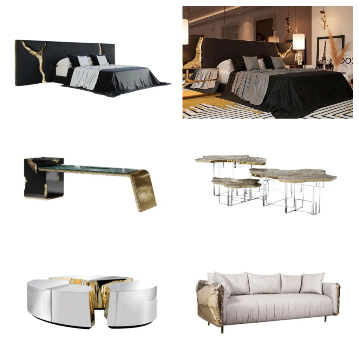 Luxurious Living Room Furniture Set Popular Soft Genuine Leather with Copper Forged Hardware for Top Hotels and Luxury Villas