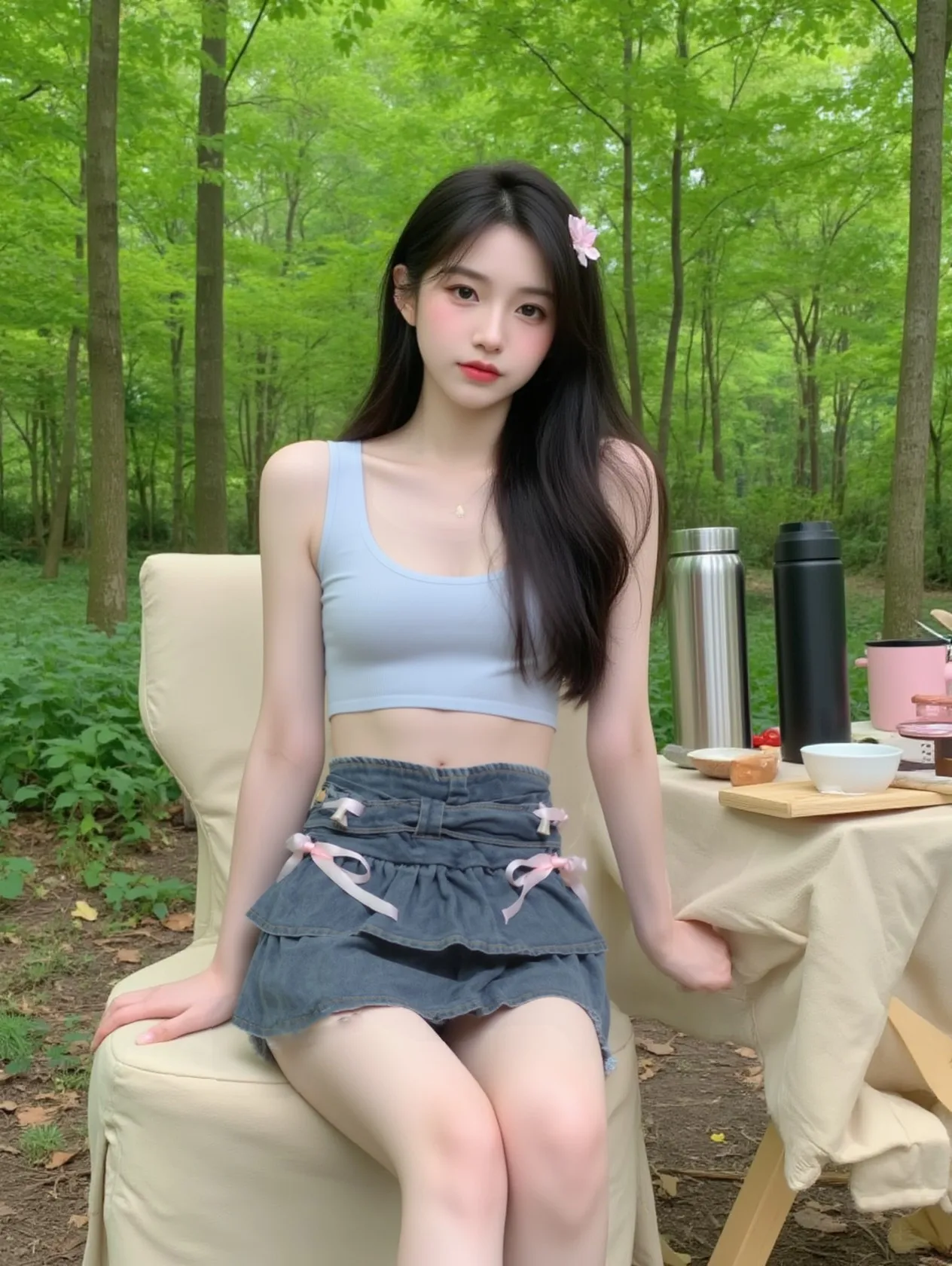 

Korean Style Denim Mini Skirt Women Summer Lace-up High Waist A-line Sweet Girls Y2K Ruffles All-match Cute Streetwear Chic