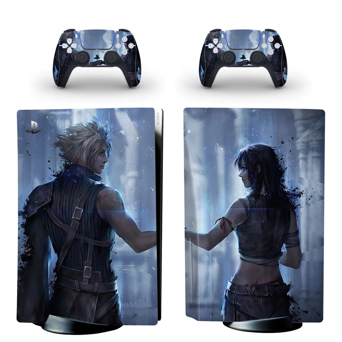 Juego Final Fantasy Remake PS5 Disc Skin Sticker, cubierta de calcomanía para consola y controladores PS5 Disk Skin Sticker Vinyl
