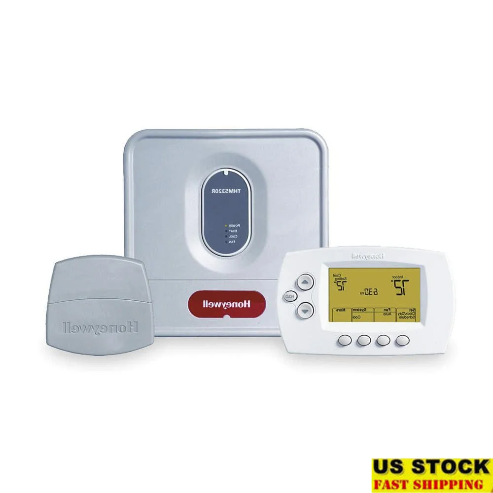 Focuspro Wireless Thermostat Kit Redlink Enabled EIM Module Return Air Sensor Outdoor Temp & Humidity Display Focus 62F Heating